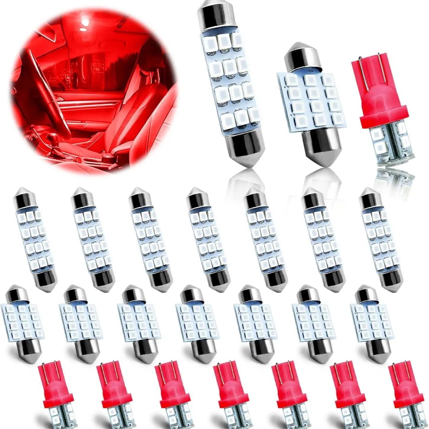 Viral Red Car Interior LED Light Bulbs for Aggressive Sports Car Vibe, Super Bright Interior Dome Lights Upgrade, TikTok Car Essentials Must-Haves