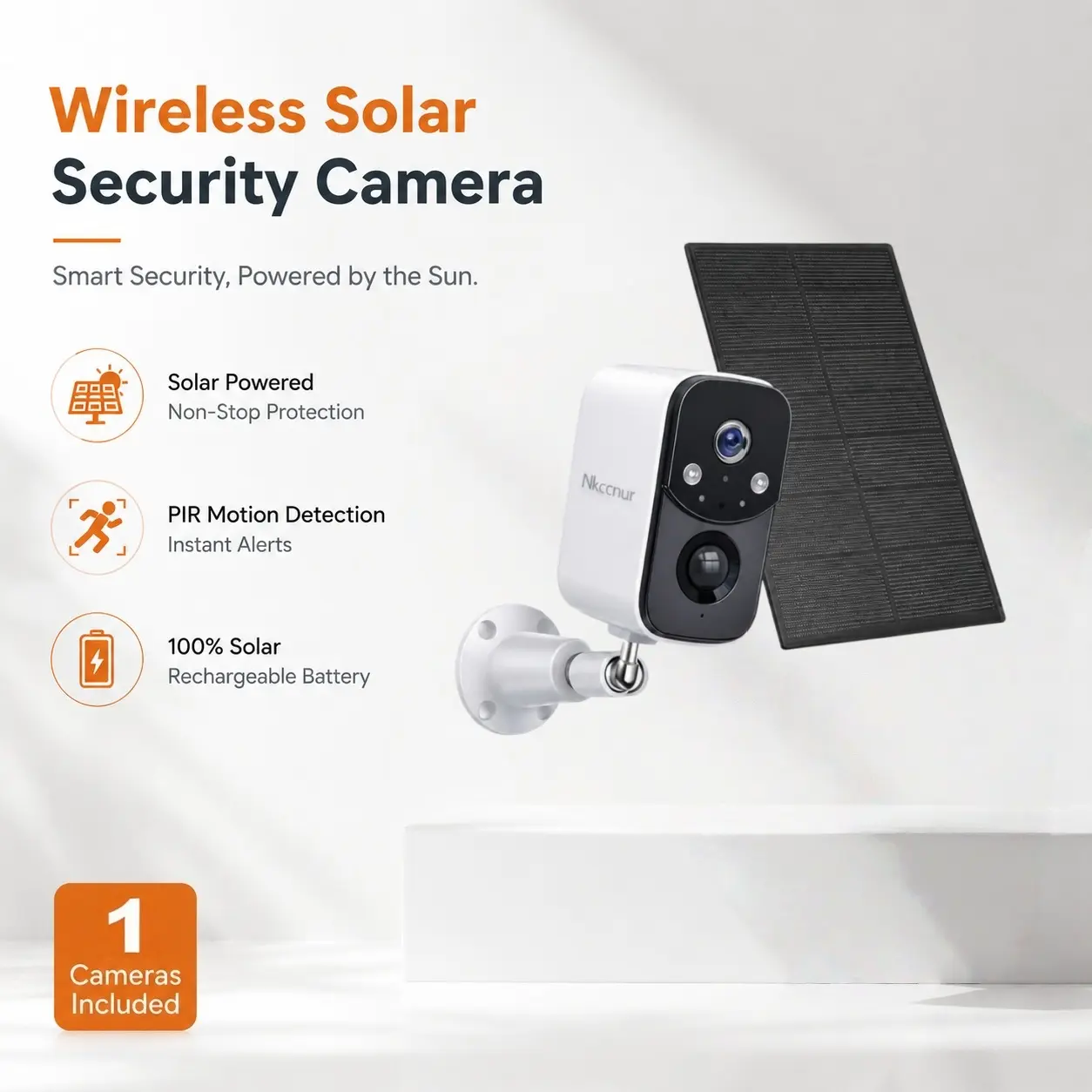 NKCCNUR 1/2 pcs Wireless Outdoor Solar/Battery Powered Security Camera, 2.5K HD, with Real-time Alerts, Human Detection, Color Night Vision, Two-way Audio, and IP66 Waterproof Rating., Solar Cameras For Outside Wireless, Home Monitoring Camera, Camera Sec