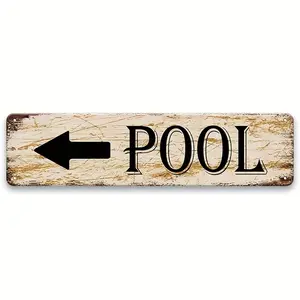 1pc, Pool Vintage Tin Signs, Metal Square Iron Plaque Retro Plate Poster Wall Art Decor for Swimming Pool, Restaurant Decor, 4x16 Inches, Perfect for Room Decor