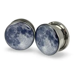 Full Moon Picture Plugs gauges pair body jewelry