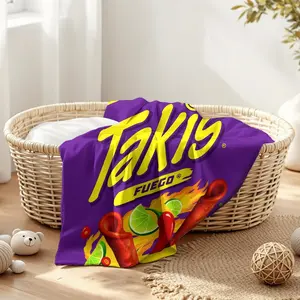 Takis Fuego Printed Flannel Blanket, Soft Comfortable Sofa Bed Cover, Spicy Snack Home Essential, Bedroom Decor, Picnic Travel Wool Blanket