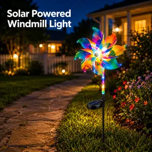 Solar Rainbow Windmill Stake Lights, Vibrant Multicolor LED Garden Decor Lamps with Diverse Lighting Modes, IPX4 Grade Waterproof Design, Solar Energy Powered Landscape Lights for Yard, Lawn, Pathway, Patio and Flower Bed Decoration
