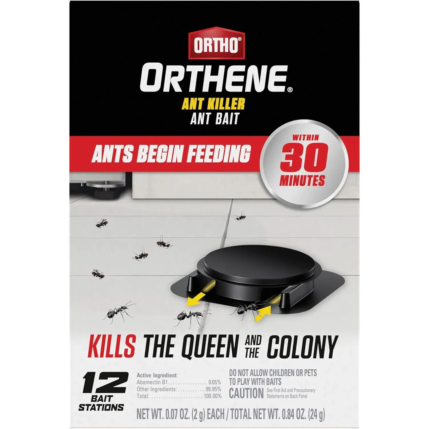 Ortho Orthene Ant Bait Stations - 12-Count Indoor Pest Control Ant Killer, Eliminates Queen & Colony, Home Care Supplies