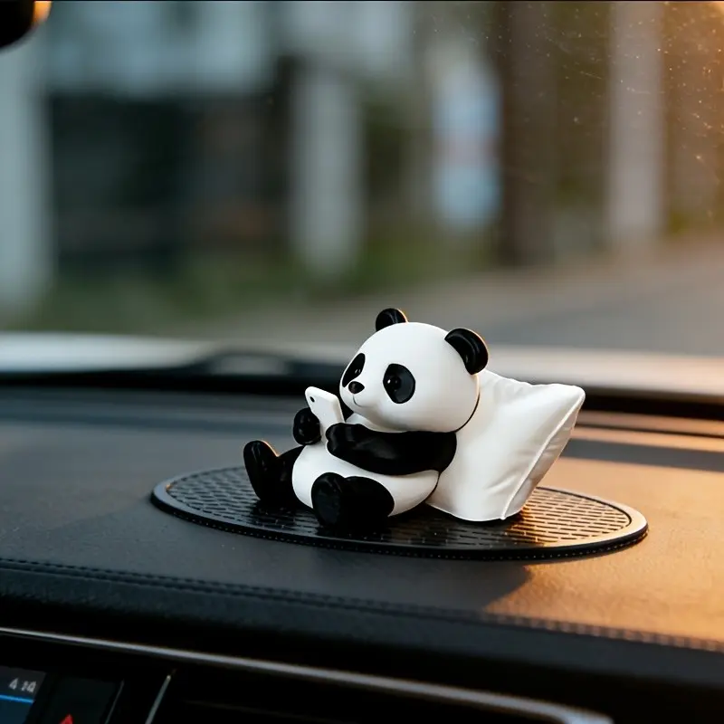 Cute Panda Figurine Decor, Animal Sculpture Statue for Car Dashboard, Car Dashboard Decorations, Desk & Office, Collectible Mini Panda Ornament, Car Interior Accessory, Car Interior Decorative, Ideal Gift for Animal Lovers & Panda Fans
