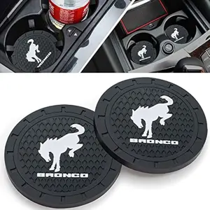 Car Cup Holder Coaster for Ford Bronco Sport Recessed Silicone Cupholder Coaster Interior Accessories 2.75in 2Pack Black