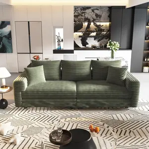 82.7 " Plush Corduroy 3-Seat Sofa,Modern Comfy Upholstered Sofa Cloud Couch,Deep Seat Couches with Soft Pillows,Convertible Deep Seat Sofa Lounge Chair for Living Room Bedroom,Apartment,Office,Green    RR