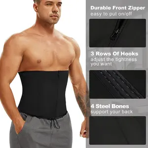 Men's Neoprene Waist Trainer -3-Row Hooks & Zipper, Durable Core Support for Weightlifting