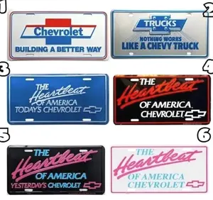 Chevrolet Heartbeat License Plate Collection – Retro Car Tag Set, Vintage GM Truck Accessories, Gift for Him – Lightweight Aluminum, Easy Install
