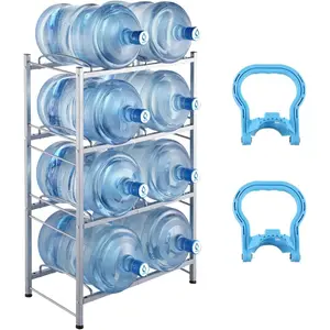 VEVOR 5 Gallon Water Jug Holder, 3 Tiers Double Row Heavy Duty Water Bottle Rack with 6 Slots, Detachable Water Jug Stand for Kitchen, Office, Living Room- SilverVEVOR Super Brand Day