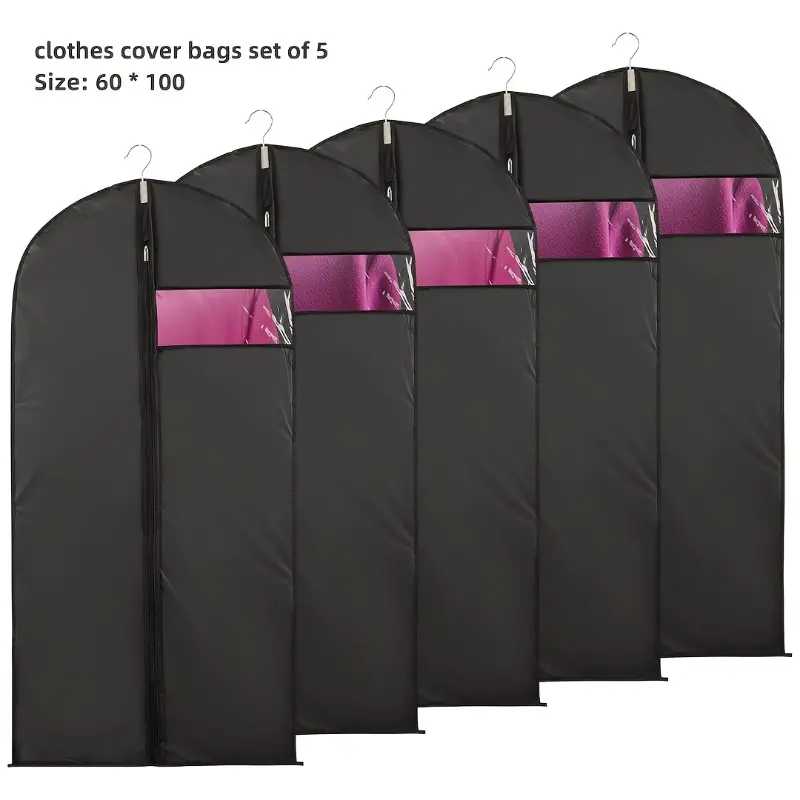 5PCS premium clothing covers, Garment covers, Dustcover, suitable for suits, dresses, jackets, jackets, and evening gowns, equipped with five zippers, made of breathable fabric, measuring 23.62 inches X 39.37 inches