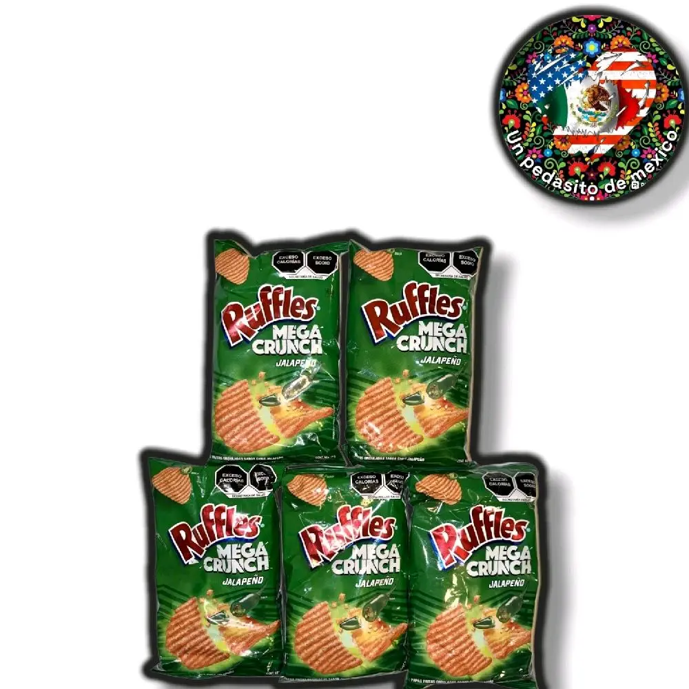 5 Pack Sabritas Ruffles Mega Crunch Jalapeño