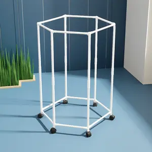 Hexagonal Rotating Clothes Drying Rack with Wheels, Durable 16mm Metal Tube, Laundry Room Organizer, Portable Hanging Closet