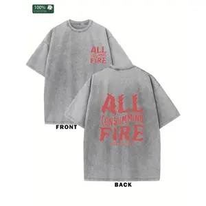 100% Washed T-Shirt Y2K Streetwear Style with All-Over Hot Transfer Print Round Neck Short Sleeve Casual Tee - Soft Breathable Fabric Suitable for Outdoor Travel, Daily Wear & Holiday Gifts (Christmas, Thanksgiving) - Machine Washable 100% c