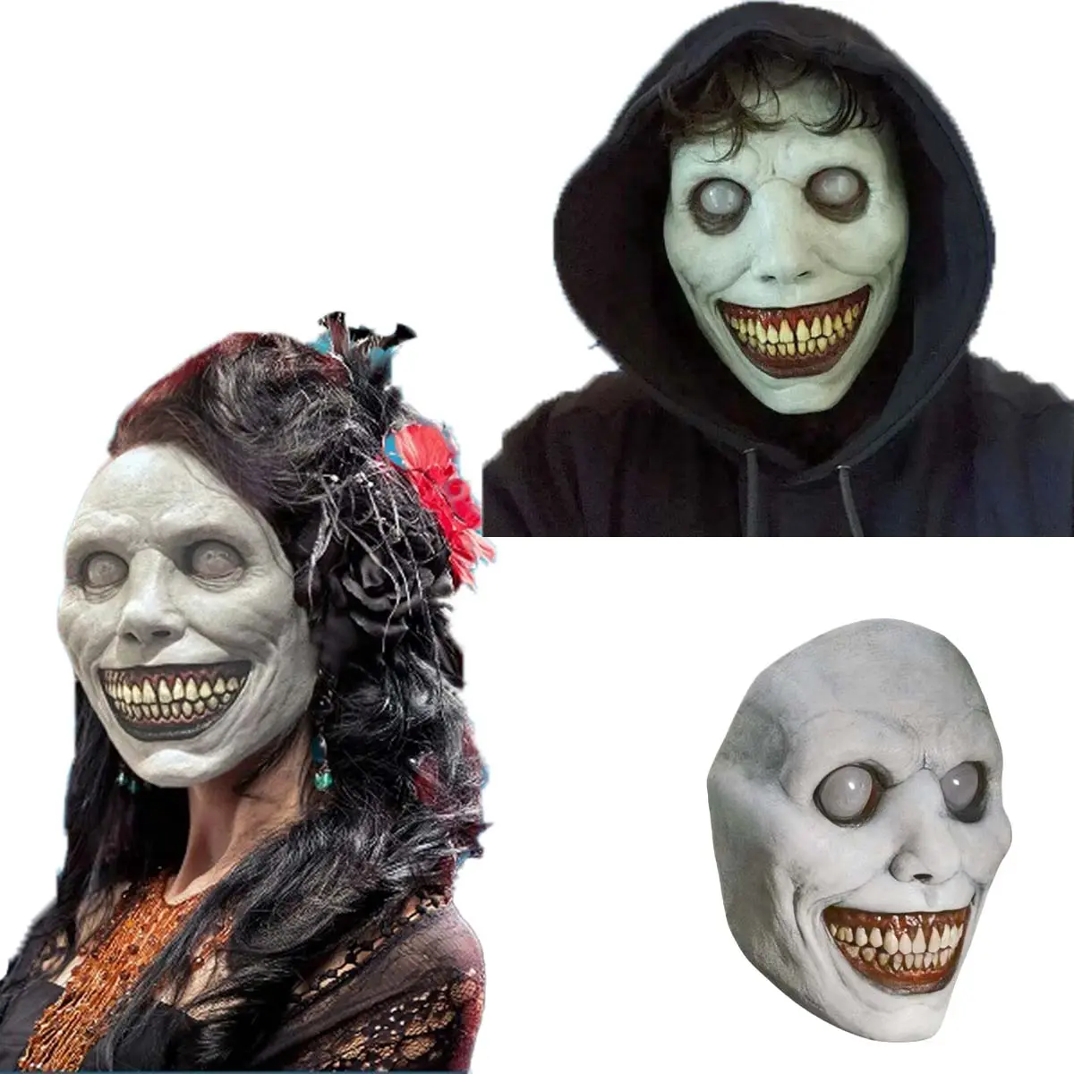 Spooky Clown Smiling Demon Latex Mask, Terrifying Halloween Party Prop, Haunted House Event Decoration Supply