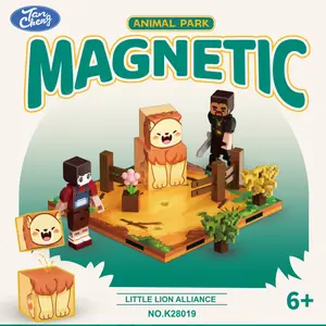 Magnetic Stem Building Blocks Minecraft Lion Scene, DIY Puzzle Toy for Kids, Educational Gift for Boys and Girls, Creative Playset