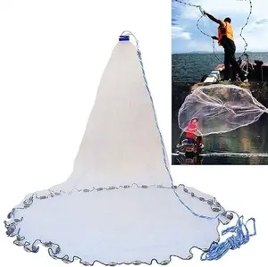 Saltwater American Fishing Cast Net 3/8inch Mesh Size for Live Bait Shrimp Trap Fish Heavy Duty Sinkers Throw Net Radius bait caster fishing equipment