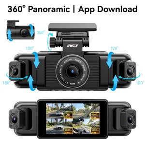 IIWEY N5 4-Channel 360° Dash Cam – Front Rear Left Right with Rotatable Side Cameras, 1080P + 8 IR Night Vision, 5G WiFi & App Control, G-Sensor, Parking Mode, Free 128GB SD Card, fathersdaygift