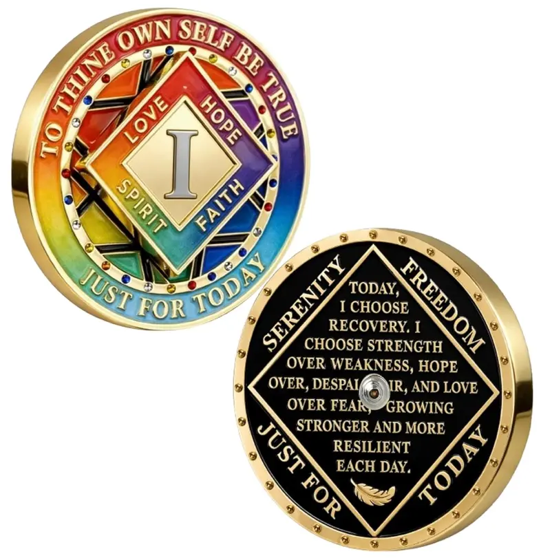 1-3Yr Rotating Sobriety Coin, NA AA Spinner Medallion Serenity Prayer, Inspirational Clean Time Recovery Gift Men Women | Home Decor, Lounge Accessories, Cool Room Decor, Men’s Room Decor