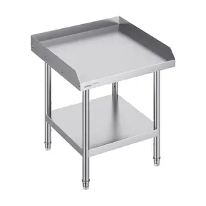 Stainless Steel Work Table 24 X 24 X 26 Inch, Commercial Food Prep Work Table With 3-Sided Backsplash, Heavy Duty Metal Prep Counter, Adjustable Height Kitchen Table For Restaurant, Hotel, Catering And Home Use