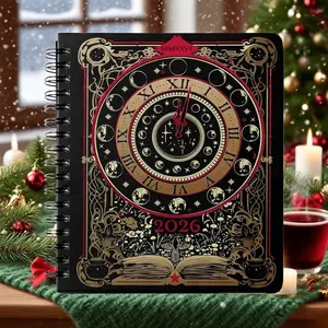 Waiting for the Night 2026 Spiral Dated Weekly Planner, Gothic Witchy Tarot Card-Inspired Design, Wrapped Book Board Cover, 4 Sticker Pages, Pocket, Elastic Strap, with Stickers Bookmark, Academic Creative Portable Planners