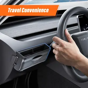 Topfit Dashboard Organizer for Tesla Model Y 2021-2024&2025-2026 Multifunctional Storage Box Sunglasses Phone Holder Glove Box Organized Accessories for Tesla Model Y Accessories