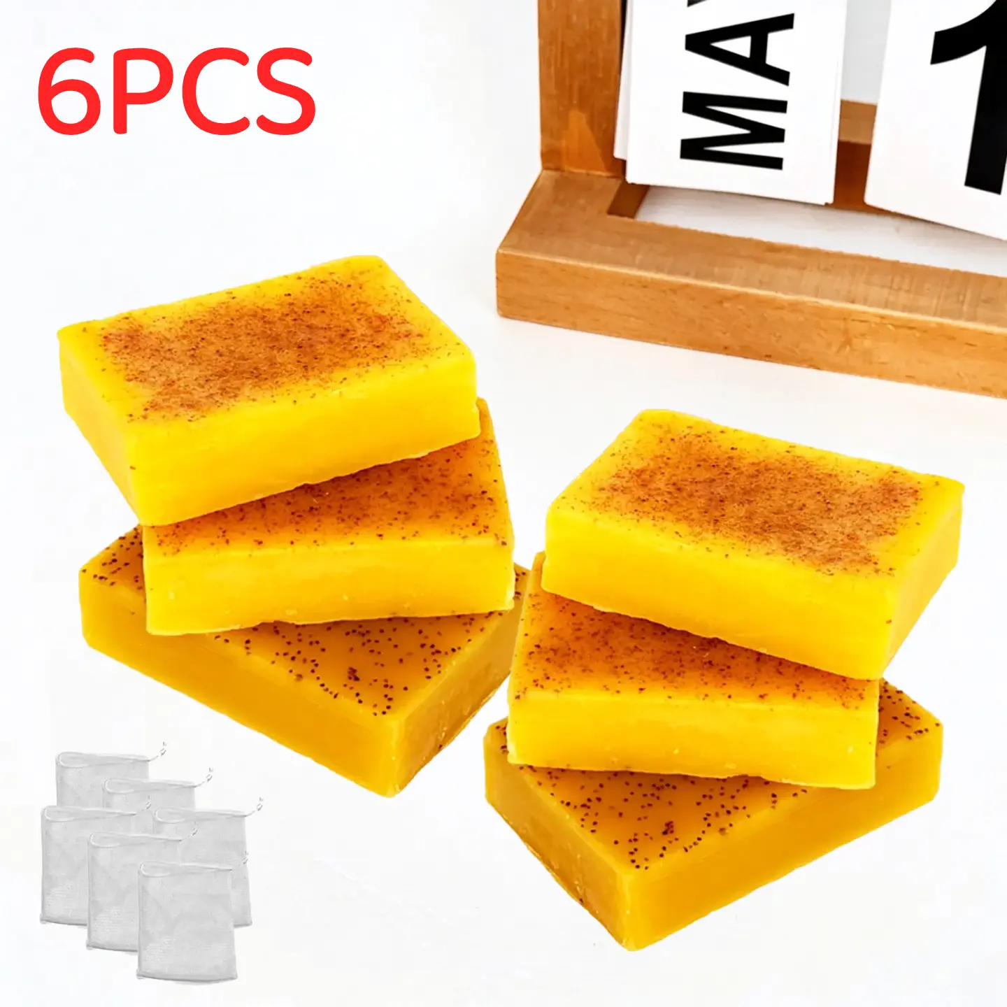 6PCS Gentle Acne Control Turmeric Bath Bar Set ,Lemon Kojic Acid & Retinol Soap with Shea Butter, Cruelty-Free Deep Cleansing Formula | Daily Skincare Set with Saver Bag, Ideal Christmas Gift for Adults