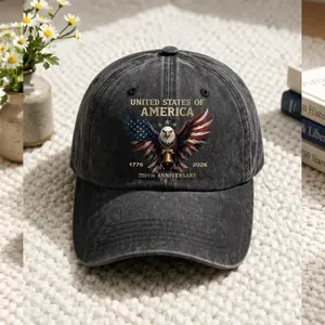 USA 250th Anniversary Patriotic Hat - 1776–2026 Bald Eagle VEtEran Cap, American Pride Military Gift, Adjustable 4th of July Unisex Baseball Hat | GHINI