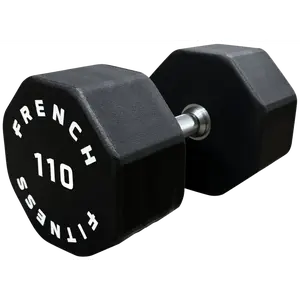 French Fitness Urethane 8 Sided Hex Dumbbell 110 lbs - Single (New)