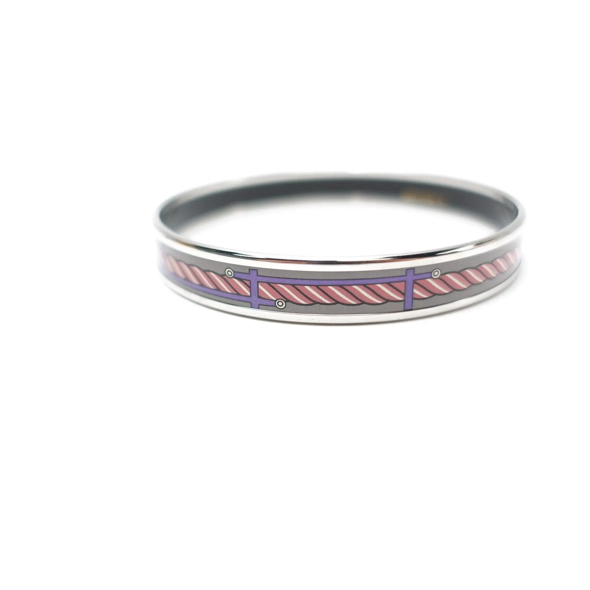 Pre-owned HERMÈS Pink Equestrian Enamel Bangle Bracelet GM T10465729