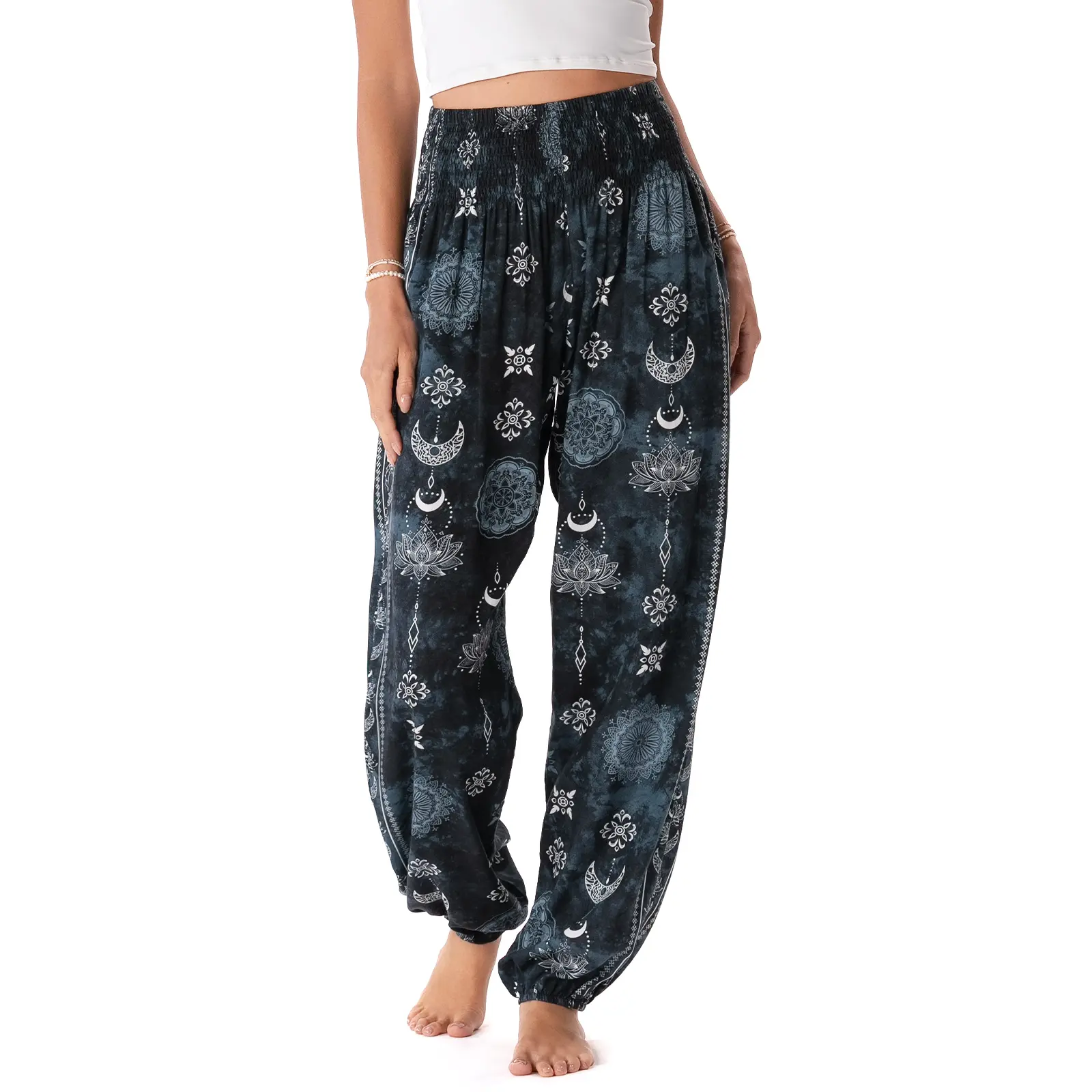 Midnight Lotus Moon Harem Pants