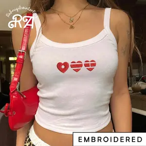 Embroidered Arirang Croptop Tank Top, Girly Custom / Spaghetti Strap Tank, Kpop Fan Gift, Hot Girls Summer Outfit, Y2K Merch