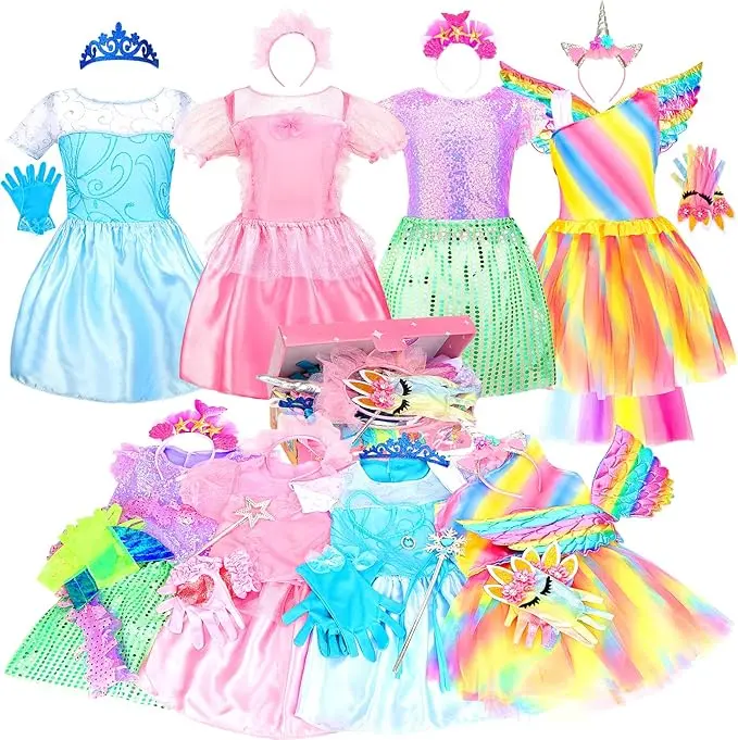 Princess costume gift set for little girls, perfect for princess dress-up toys, party, birthday gifts.summervibes clothing