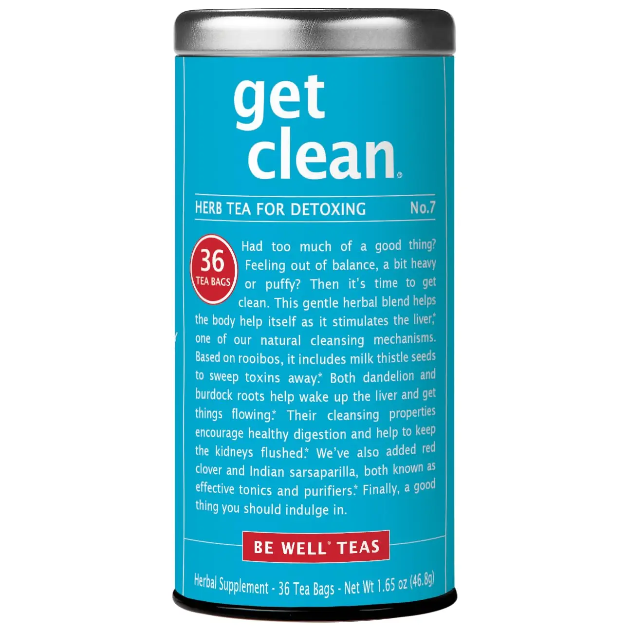 The Republic of Tea Get Clean No.7 Herb Tea for Detoxing, 36 Tea Bags, No Caffeine