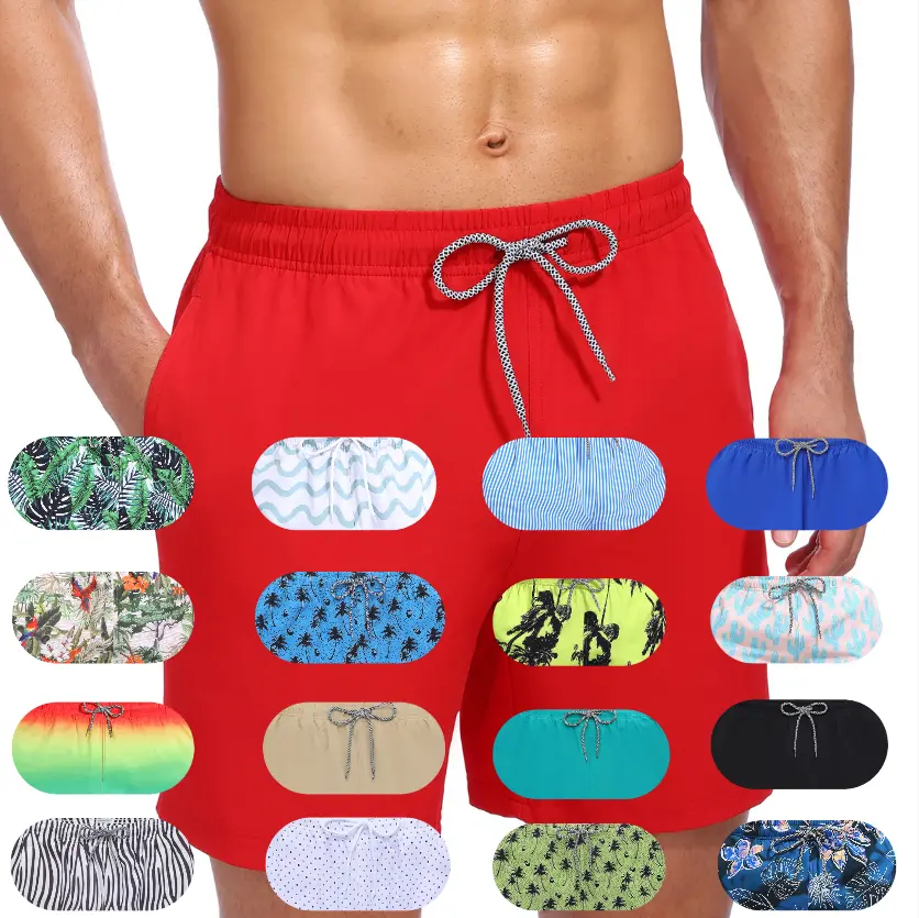 Men's Pineapple Polyester Bathing Suit Shorts, Quick-Dry Lightweight Beach Shorts with Mesh Lining and Pockets, Swimmingshorts, Beach Swim Shorts