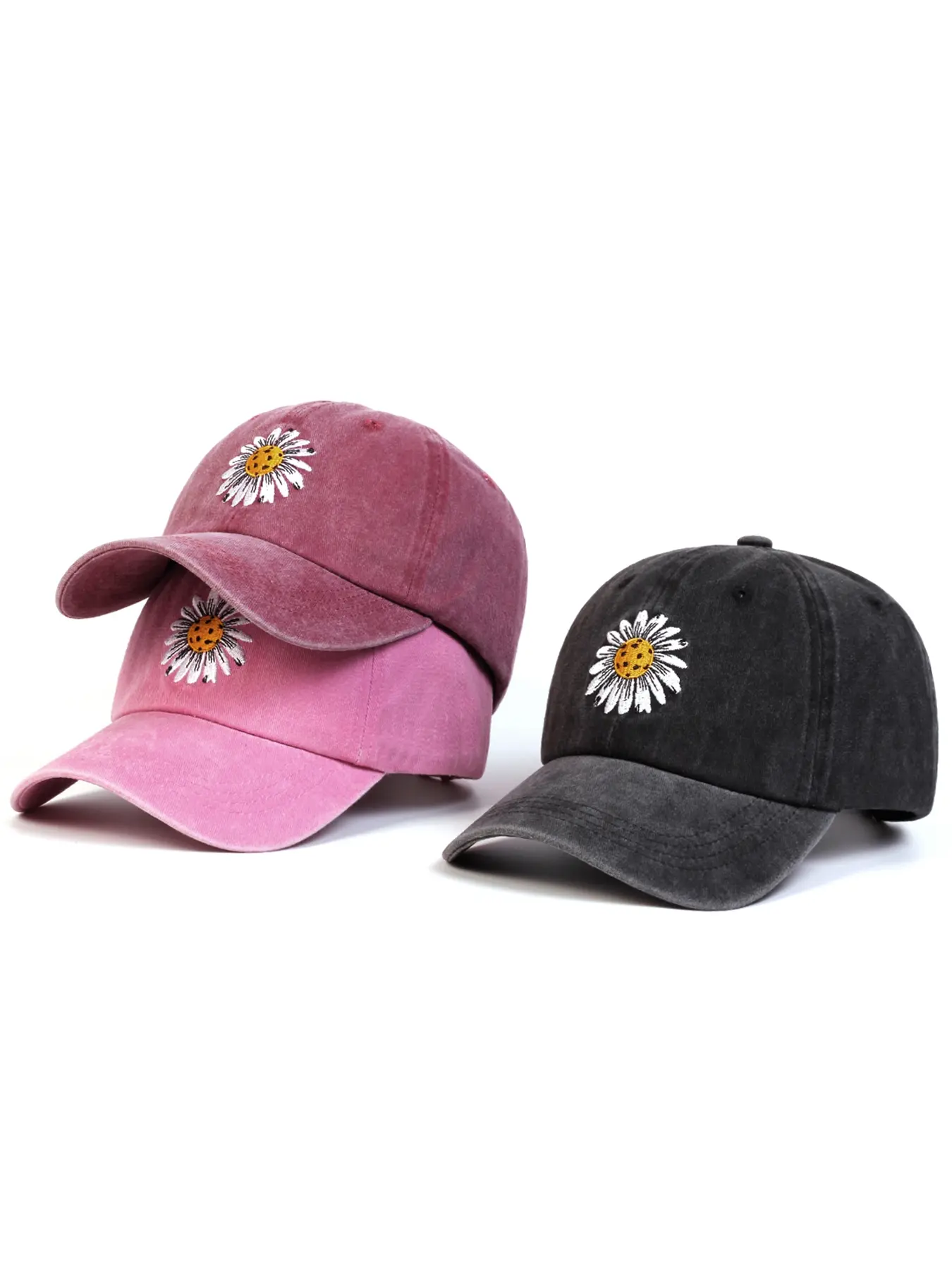 Unisex Sunflower Washed Baseball Cap, Adjustable UV Protection Casual Hat for Spring & Fall, Outdoor Travel Beach Vacation
