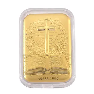 24K Gold Divine Word â€“ The Bible & Cross Embossed Sheet 31x45.5mm