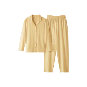 Bananain Women's Button Up Pajamas Set Loungewear 301S Yellow M