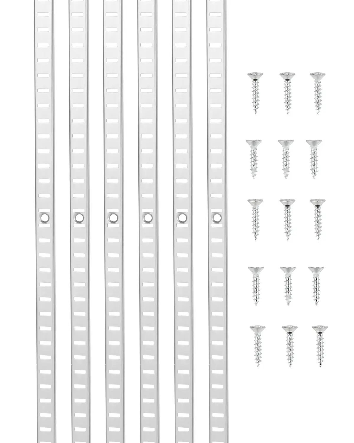 Shelf Track 36.3-Inch Adjustable Steel Wall Mounted Shelf Pilaster Kit, 8-Piece Pack, Heavy Duty Wall Shelving System with Mounting Brackets, Sturdy Steel Rails for Garage, Workshop and Storage Organization, Easy Installation