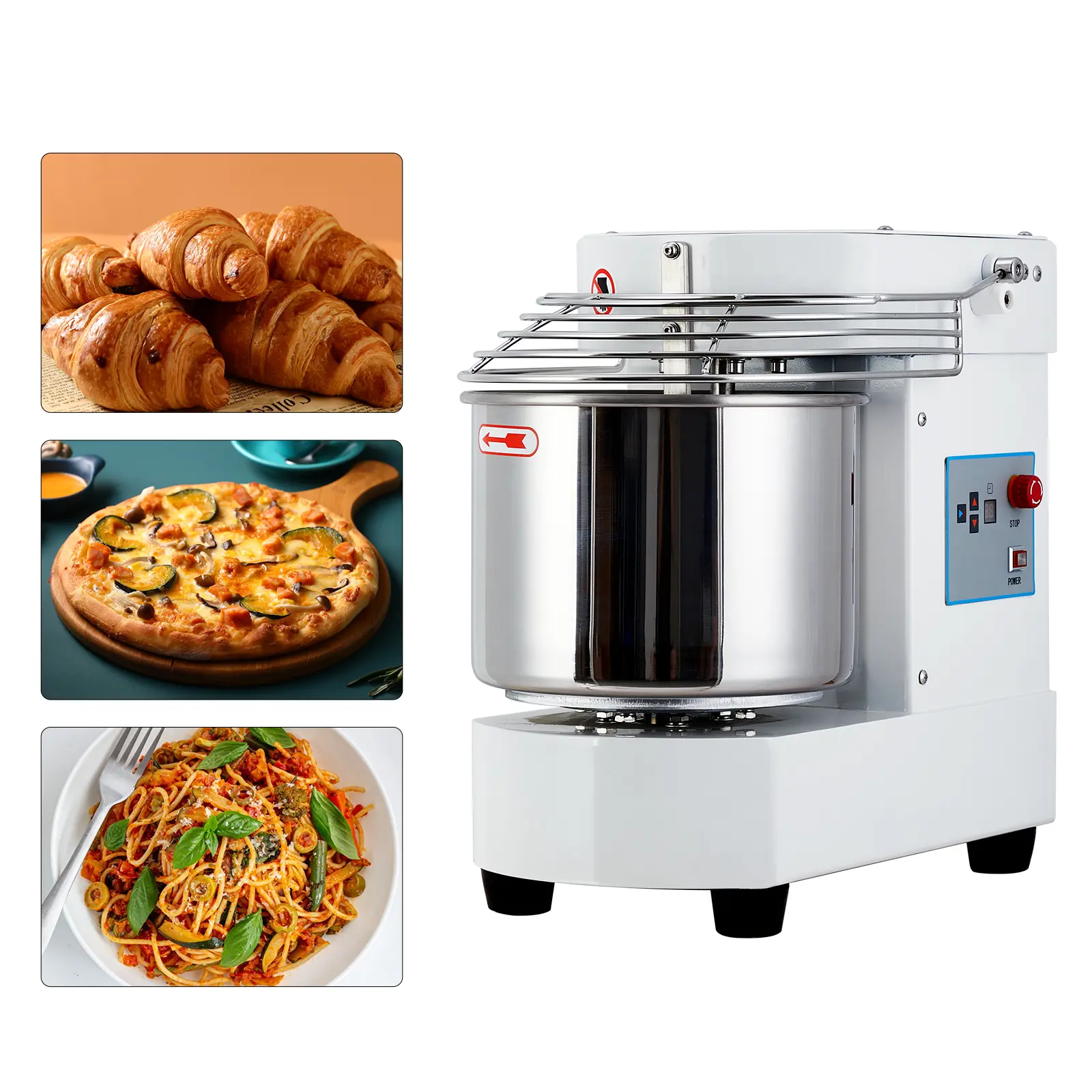 650W Dual Rotating Commercial Dough Mixer, 10.5QT Electric Stand Mixer with Capacitive Display Timer, Safety Shield & Food-Grade Stainless Steel Bowl for Pizza Bread Bakery Kitchen