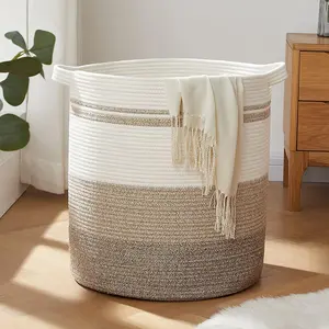 80L Laundry Baskets Hamper with Handles, Decorative Woven Storage Basket for Living Room, Perfect for Toys, Pillows, Blankets, Clothes, 20x18in Gradient Yellow