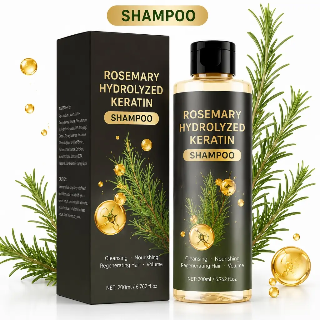 Rosemary Hydrolyzed Keratin Shampoo, Nourishing & Cleansing Hair Care, Volumizing Shampoo for Smooth, Healthy-Looking Hair, 200ml
