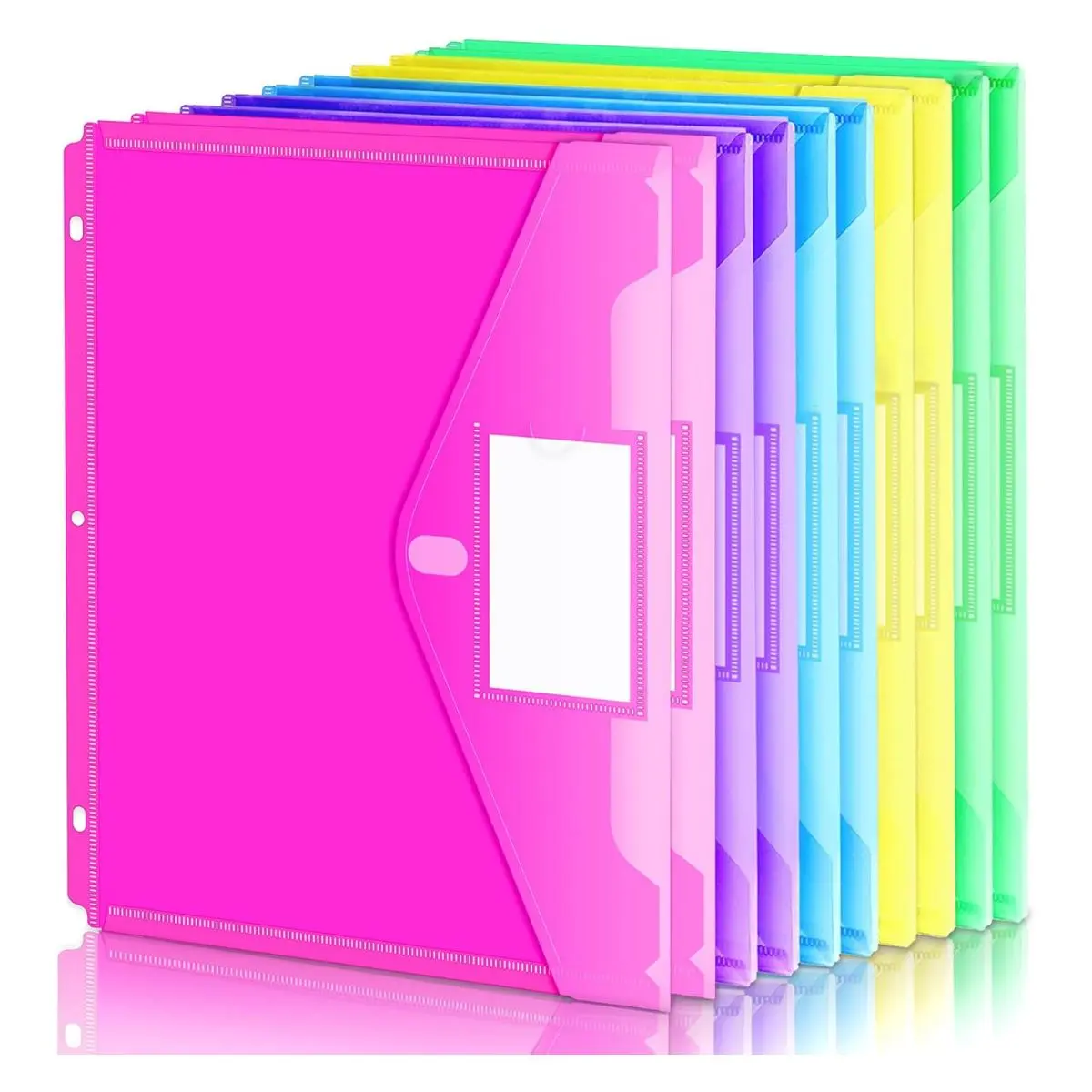 10 Pack Plastic Binder Pockets – Heavy Duty Side Loading Binder Folders with Secure Closure | Back to School