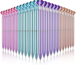 24 count Big   Pens  Top Pens Bling Ballpoint Pen Black Ink Rhinestones Pen for Women School Office Supplies Christmas Wedding Birthday Present, 4 Colors(Simple Style)