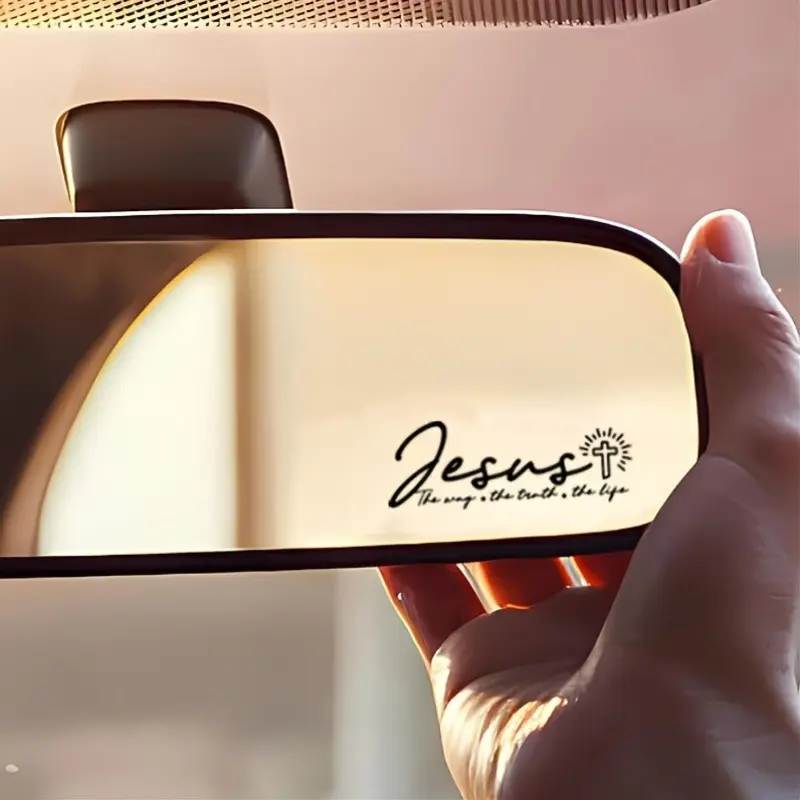 Jesus' Way, Truth and Life rearview mirror sticker decals with funny Christian Bible verses for water bottles, laptops, windows, car rearview mirrors, refrigerator magnets, motorcycles and more.