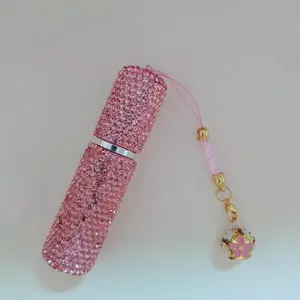 5ML Rhinestone Decorated Perfume Spray Bottle, Portable Travel Press Sprayer, Refillable Glass Sample Bottle, Perfect Gift, Makeup Container