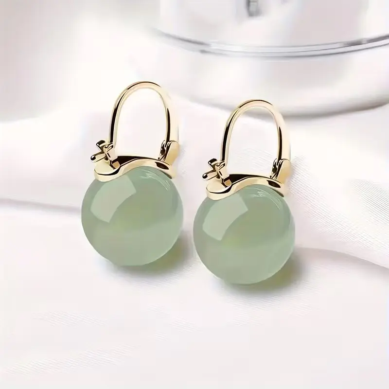 Elegant Green Drop Hoop Earrings –  Fashion Jewelry for Everyday & Party Wear Fashionable Ear Gauge Tunnels For Hoops Minimalist