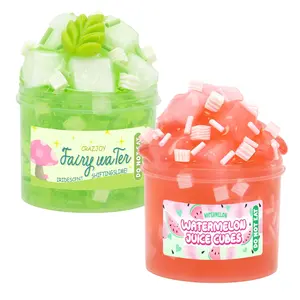 70ml Jelly Cube Crunchy Clear Slime Kit - Scented Stretchy & Non-Sticky Crystal Fluffy Slime with Leaf, Bulk Toys for Kids Prizes, Perfect Christmas Gift Party Favors, Fluff Slimes, Squishy Covered Slime