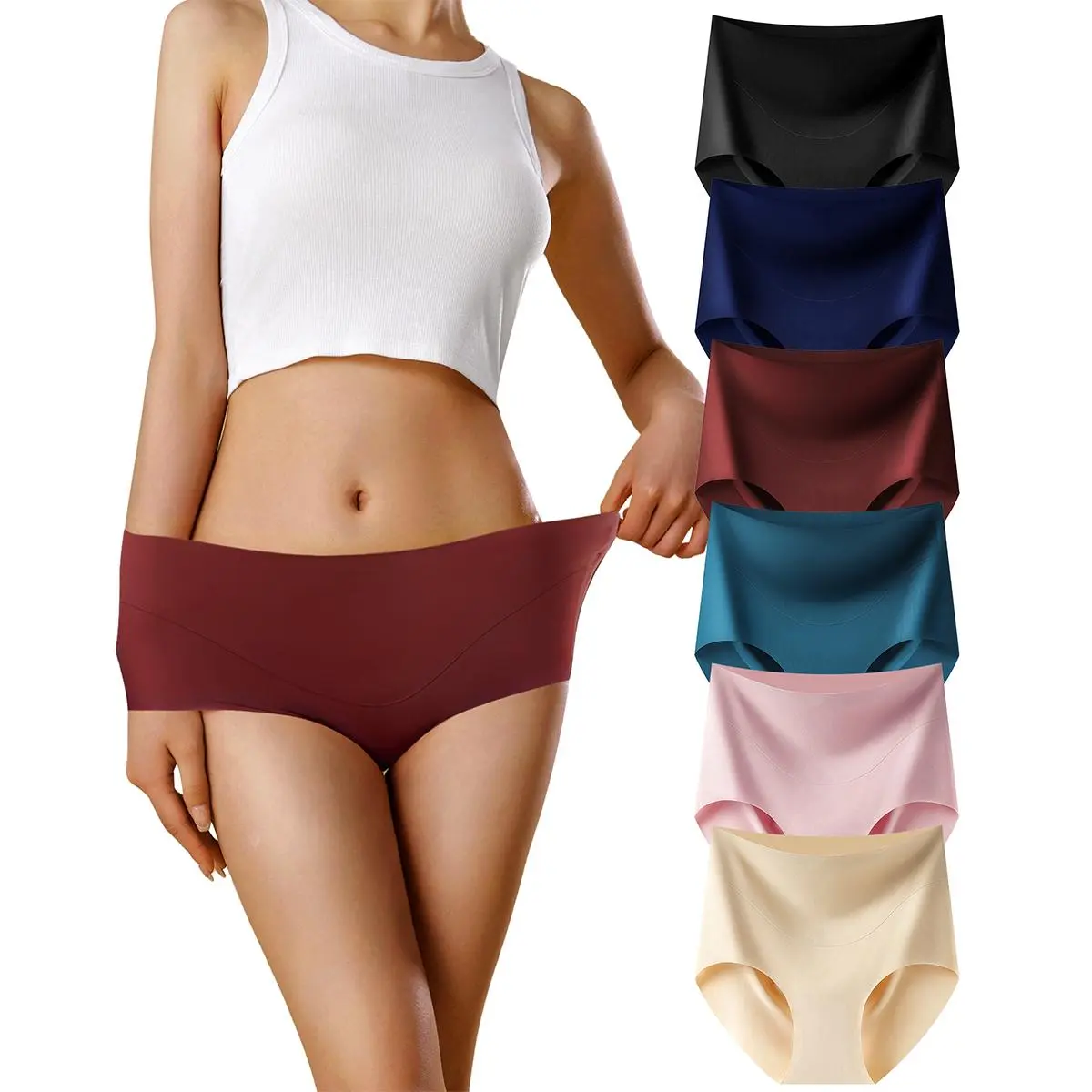 LEVAO Seamless High Waisted Underwear for Women No Show Full Coverage Panties Soft Breathable Comfortable Briefs 6 Pack