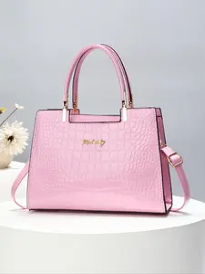 Fashionable Handbag, Letters Decorated Large Capacity Handbag, Elegant Shoulder Bag for Women, Trendy Versatile Daily Commuting Bag, stylish handbag, Purse Everyday Bags, Women Handbags, Unique Bags, Everyday Bags