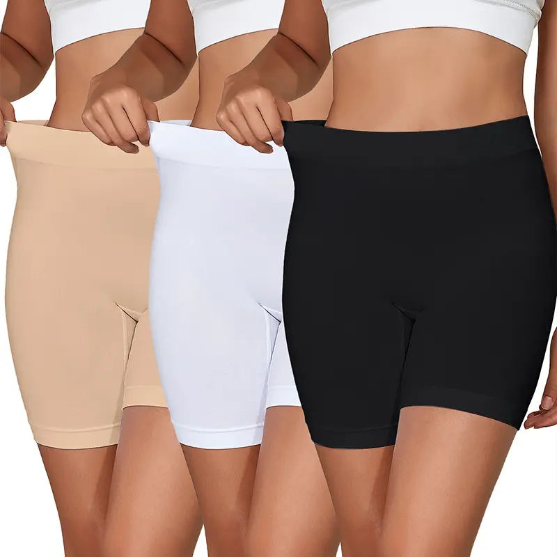 3 Pack Women's Slip Shorts for Under Dresses Solid Seamless Smooth Comfortable Stretch Solid Shorts Boyshorts Panties